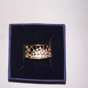Rose Gold-Tone Crystal Cluster Women's Statement Ring